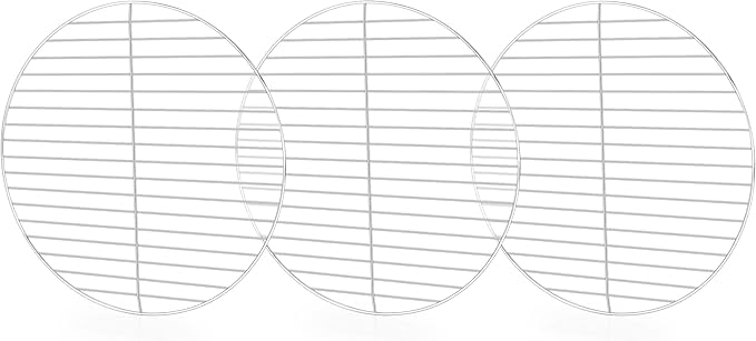 13.7" Round Grill Grates Set of 3, Leonyo Replacement Cooking Grates, Chromed Iron Steel Charcoal Grilling Rack Grid for 14" Charcoal Grill Replacement Parts