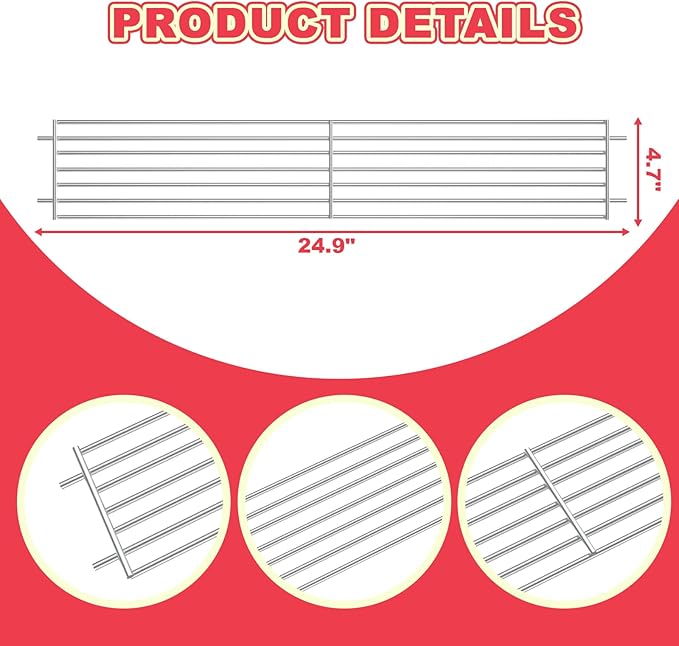 DcYourHome 7513 Warming Rack for Weber Genesis 1000-5500 Genesis Silver & Gold B/C Grill Parts, 24.9 Inch Stainless Steel Warming Rack for Weber 900, Platinum I & ll, Spirit 700 Platinum C Grill Rack