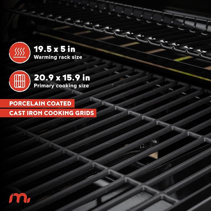 Megamaster 3-Burner Propane Gas Grill with Side Tables, 30,000BTUs, 429.81 SQ. In. Cooking Space, 2 Wheel Transport, Outdoor Kitchen Grill for BBQs, Backyards, Tailgating, and More - 720-1094