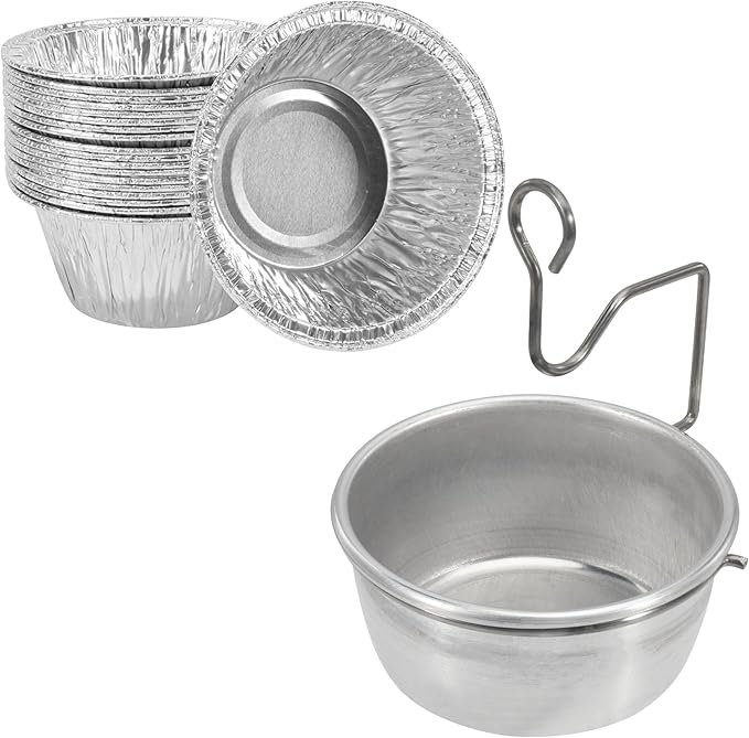 Grill Grease Cup with Clip Replacement Parts for Char-broil/ Kenmore Gas Grill Part, Aluminum Disposable Foil Grease Tray for Masterbuilt 30" & 40" Propane Smokers and Other Similar Grills, 20 Packs