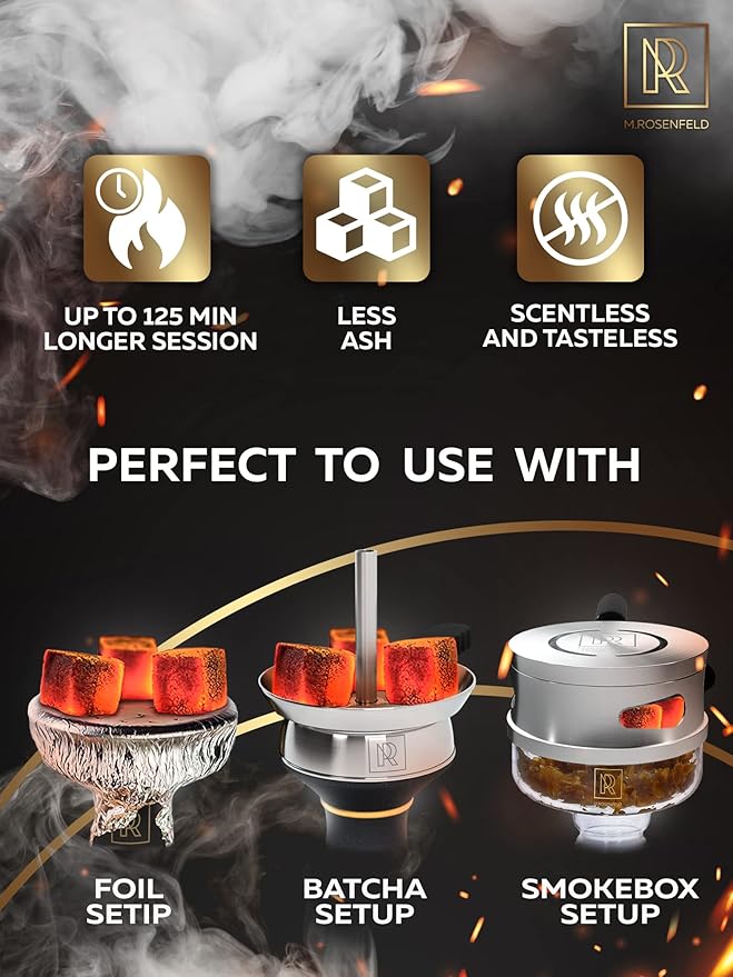 New 26 mm Hookah Charcoal Hookah Coals for Hookah Coconut – XL Pack 80 Count & 1.2 KG (2.6 lbs) – Premium Quality – 100% Natural Coconut Hookah Charcoal Cubes – NOT Quick Light