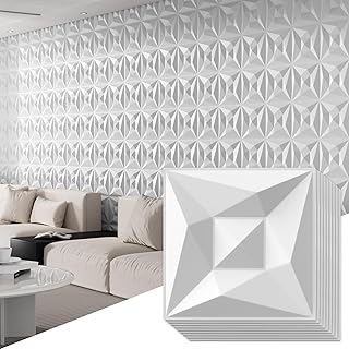 40 PCS 3D Wall Panels for Interior Décor White 11.8"*11.8" Wall Covering Panels，PVC Textured 3D Tile for Living Room，Bedroom DIY Interior Wall Décor