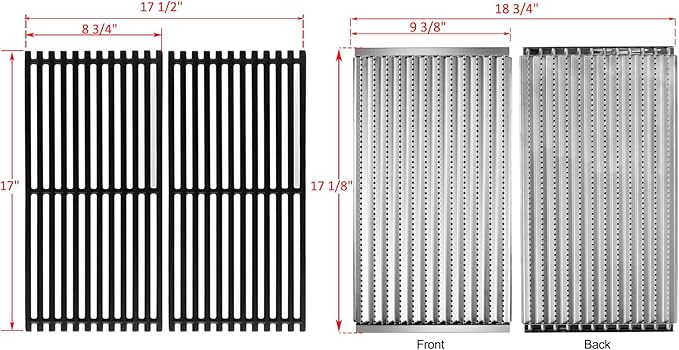 463642316 Grill Replacement Parts for Charbroil Tru Infrared Grill Parts Commercial 2 Burner 463245518 463644220 463246118 Infrared Grill Grates G362-2100-W1 Emitter G460-0500-W1 Cooking Emitter Panel