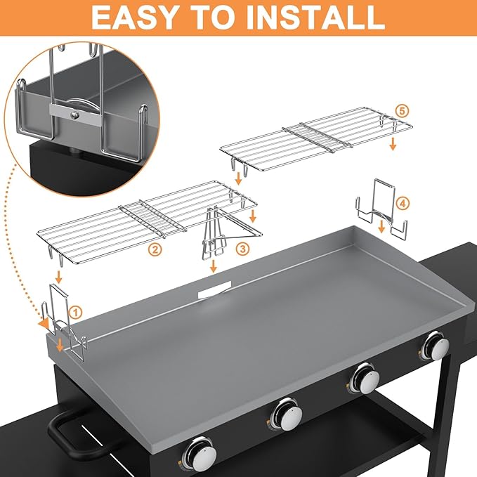 Adjustable Griddle Warming Rack for Blackstone Grill Warmer 17 22 28 36" Griddle Accessories, Stainless Steel Universal Heating/Cooling Rack for Weber Charbroil Nexgrill Pit Boss&Most Flattop Griddles