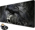 Desk Mat Large Gaming Mouse Pad (31.5x11.8 inch) with Stitched Edges, XL Mouse Pad +Coaster, Extended Mouse Mat Keybroad Mousepad Non-Slip Rubber for Gamer Men Women, Dark Raven Skull