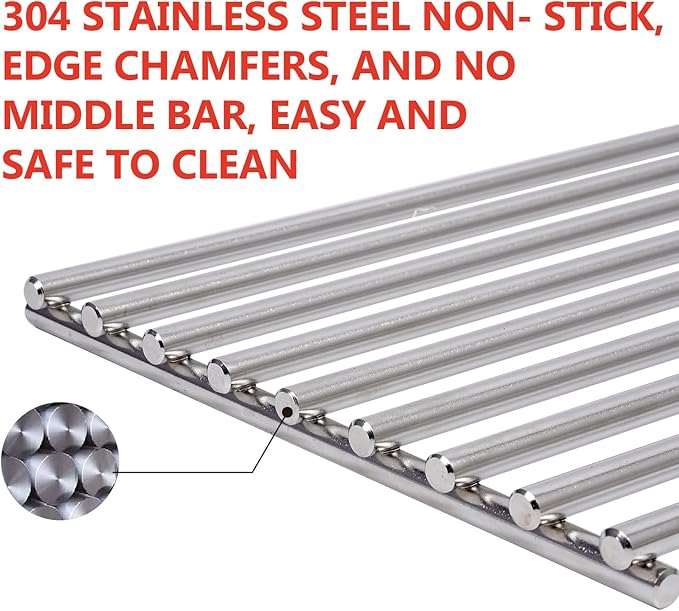 J&HYBBQ 1pcs Premium 7.8mm Stainless Steel Grill Grates – Compatible with Bull Angus, Brahma, Outlaw & More – Non-Stick, Easy-Clean BBQ Replacement Grates for Ultimate Grilling Experience