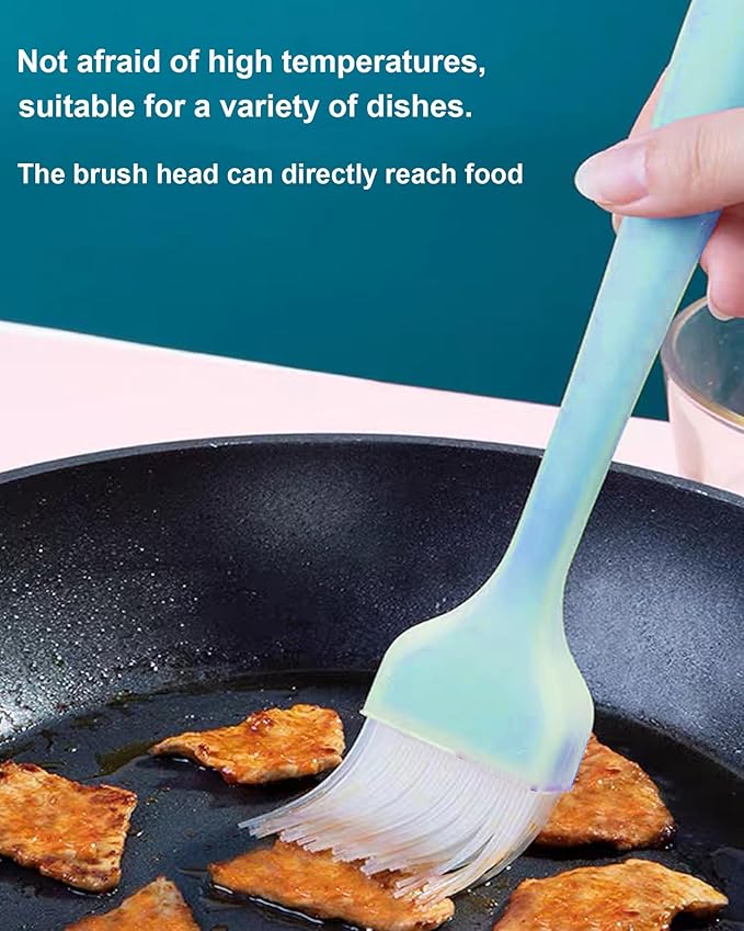 Pastry Brush Silicone Basting Brush for Cooking,2PCS 10+8 in Heat Resistant Food Brushes for Baking, Grilling, Cooking and Spreading Oil, Butter, BBQ Sauce, or Marinade (Blue)