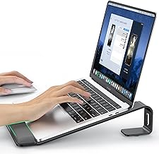LOXP Laptop Stand for Desk, Metal Laptop Stand with Wrist Support, Ergonomic Detachable Laptop Riser, Aluminum Lectern, Computer Stand for MacBook Air Pro, HP, Dell, XPS, HP (10-17") Laptops - Black