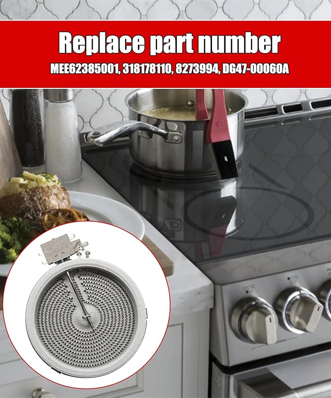 6" Radiant Surface Element/Burner Fits for LG MEE62385001，for Frigidaire 318178110, for Whirlpool 8273994/W11171119, for Samsung DG47-00060A