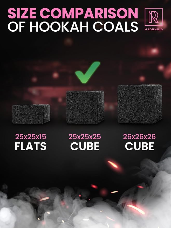 Ultra Density Hookah Charcoal Hookah Coals for Hookah Coconut – 84 pcs & 1.2 KG (2.6 lbs) – Premium Quality 25mm (1x1x1 in) – 100% Natural Coconut Coals for Hookah Cubes – NOT Quick Light