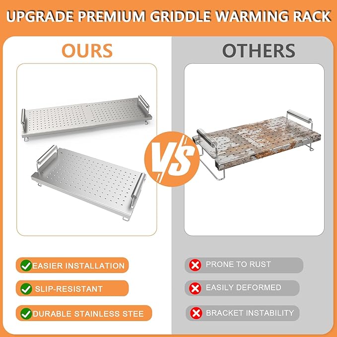 Adjustable Griddle Warming/Cooling Rack for Blackstone Griddle Accessories 17 22 28 36", Universal Stainless Steel Warming Tray/Grill Shelf/Warmer for Weber Charbroil Nexgrill & Most Tabletop Griddle