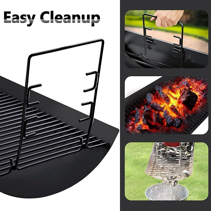 Criditpid 27 Inch Ash Pan Drip Pan Ashpan for Char Griller 2121, 2828, 2929, 1224, 2727, 2222, 1324 Charcoal Grill Parts, 27" Charcoal Tray Grill Pan Replacement Parts with 2pcs Fire Grate Hanger