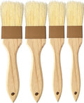 Pastry Basting Brush Natural Bristle - Food Grade Wooden Handle, Heat Resistant 660°F, Non-Shedding & Durable Kitchen Utensils for Cooking, Baking, Butter, BBQ, Oil Sauce & Egg Wash (1", 1.5", 4 Pack)