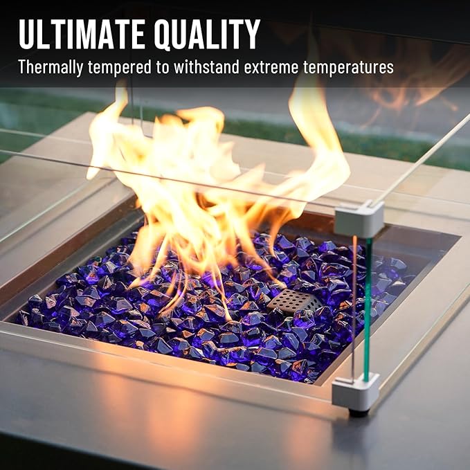 Skyflame 10-Pound Polygon Fire Glass for Fire Pit Fireplace Landscaping, 1/2-Inch Cobalt Blue