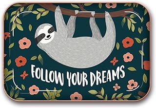 Studio Oh! Medium Metal Catchall Tray by Studio Oh! - Follow Your Dreams Sloth - 7" x 4.75" - Dish Tray with Unique Full-Color Artwork - Holds Jewelry, Change, Paperclips & Trinkets