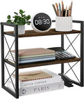 YINMIT Desktop Shelf Organizer, 2 Tier Office Shelves, Wood Desk Organizer Storage Rack and Freestanding Display Shelf for Office, Dormitory, Home