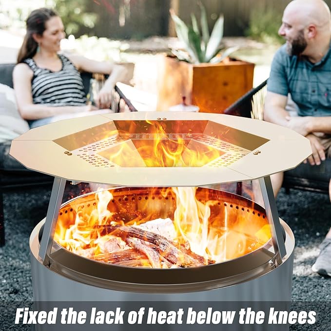 Heat Deflector for Solo Stove Bonfire 19.5", 304 Stainless Steel Portable Heat Diffuser with Handle&Leg Accessory for Bonfire Fire Pit Captures/Redirects Warmth for Solo Stove Accessories