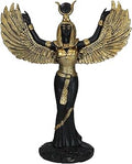 Ebros Gift Egyptian Goddess Isis Ra with Open Wings Statue 12" Tall Deity of Motherhood Magic Wisdom and Nature Home Decorative Sculpture Gods of Egypt Accent (Black and Gold)