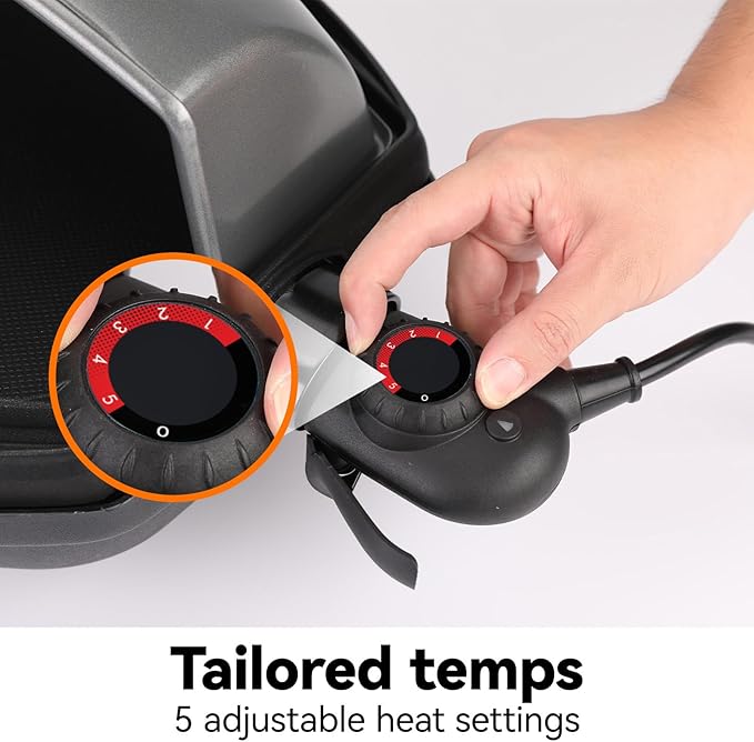 Portable Electric Grill with Removable Stand, 1500W Indoor & Outdoor BBQ, Non-Stick Baking Pan & Intelligent Temperature Control for Backyard, Balcony, Camping and Party, Gray