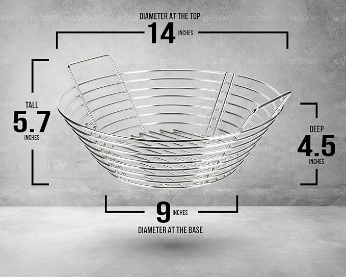 Replacement Kamado Classic Joe Charcoal Basket, Lump Ash Basket Fits Big Green Egg Grill, Large - Stainless Steel Charcoal Holder with Divider. Smoking Accessories also for other 18" Charcoal Grills