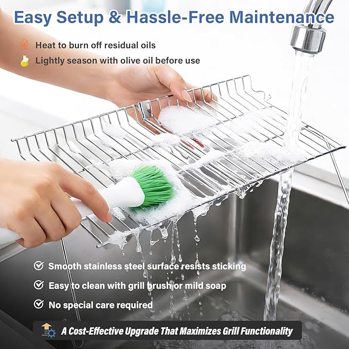 20.75"x11" Stainless Steel Grill Warming Rack - Replacement for Char-Griller 5050/5650/3001/2223/5072/2823/3030/3008 Gas & Charcoal Grills, Hardware Included
