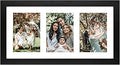 Golden State Art, 9x18 Black Wood Frame - White Mat for Three 5x7 Pictures - Sawtooth Hangers- Swivel Tabs - Wall Mounting - Landscape/Portrait - Real Glass - Collage Frame