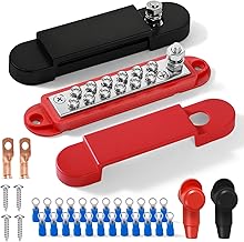 Bus Bar 12V 150A Power Distribution Block, 1/4 in Stud Terminal Buss Bar, Premium Power Junction Block for Solar Battery Wiring, Marine, Boat & Automotive