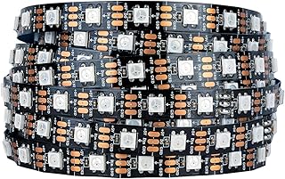 SEZO WS2812B ECO LED Strip Light 16.4FT/5M 60LEDs/m 300Pixels Individually Addressable Programmable 5050SMD Digital RGB Alloy Wires Flexible Dream Color IP30 Non-Waterproof PCB Black DC5V