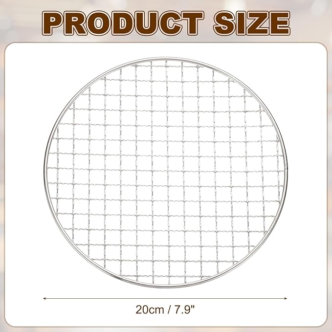uxcell Stainless Steel Cooling Racks,7.9 Inch Round BBQ Grill Net Steaming Rack, Oven & Dishwasher Safe, for Baking Grilling Roasting Silver