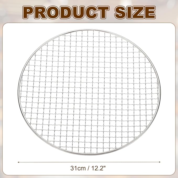 uxcell Stainless Steel Cooling Racks,12.2 Inch Round BBQ Grill Net Steaming Rack, Oven & Dishwasher Safe, for Baking Grilling Roasting Silver