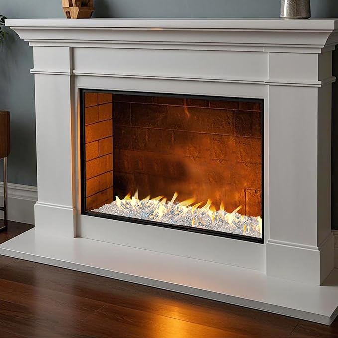 Skyflame 10-Pound Polygon Fire Glass for Fire Pit Fireplace Landscaping,1/2-inch, Crystal