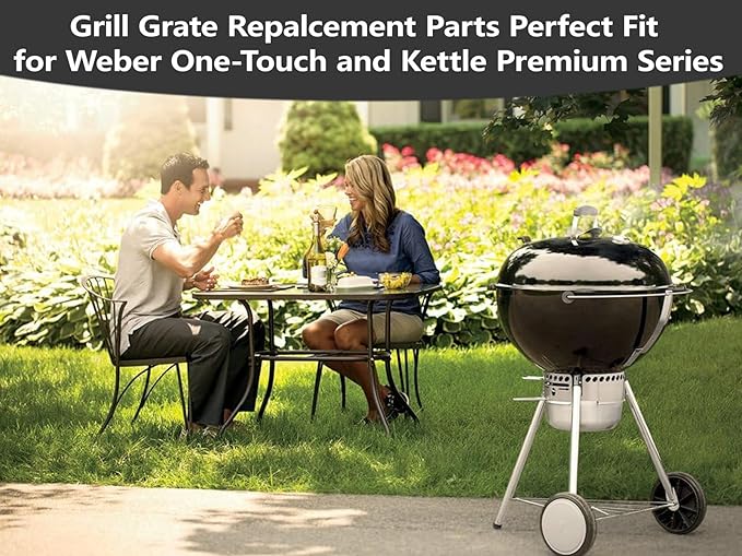 22-inch Stainless Steel Cooking Grate Hinged for 7436 Weber Grill Grates Round Hinged, Non-Stick Reliable Grill Grate Replacement Parts for Weber One-Touch and Kettle Premium Series