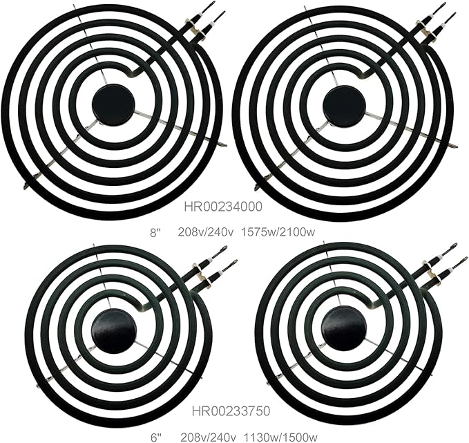 MP22YA Electric Range Burner Element Unit Set, Replacement for Hardwick & Kenmore & Maytag & Norge & Whirlpool Electric Range Stove, MP15YA（233750）6" 2Pack, MP21YA（234000）8" 2 Pack