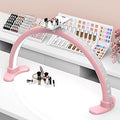 Large Half Moon LED Light for Table Nail Desk Lamp, Upgrade Arch Light for Nail Techs with Phone Stand Perfect for Nails Tech Manicure (Pink)