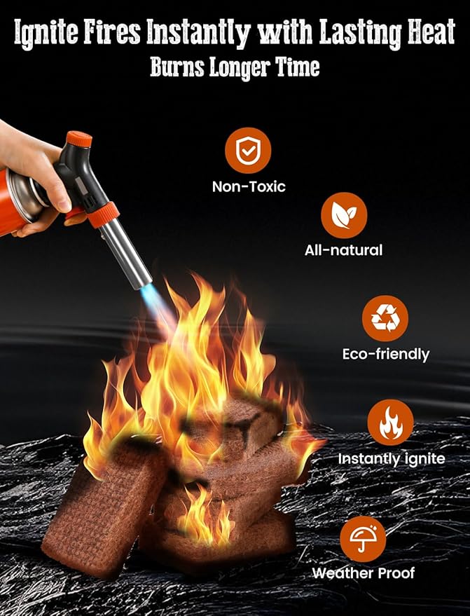 E500 Fire Starter - Natural Fire Starters for Fireplace, Campfires, Chimney, BBQ, Fire Pit & Wood Fireplace - 48 Count Pine Firestarter Squares