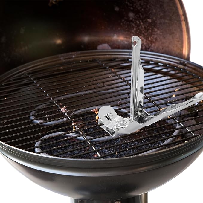 LemonRoad 2 Pcs Grill Grate Lifter Gripper 8.3 Inch Stainless Steel Grate Grabber Accessories Compatible with Kamado Green Egg Louisiana Accessories for Ovens Barbecue Grills Handle Tools