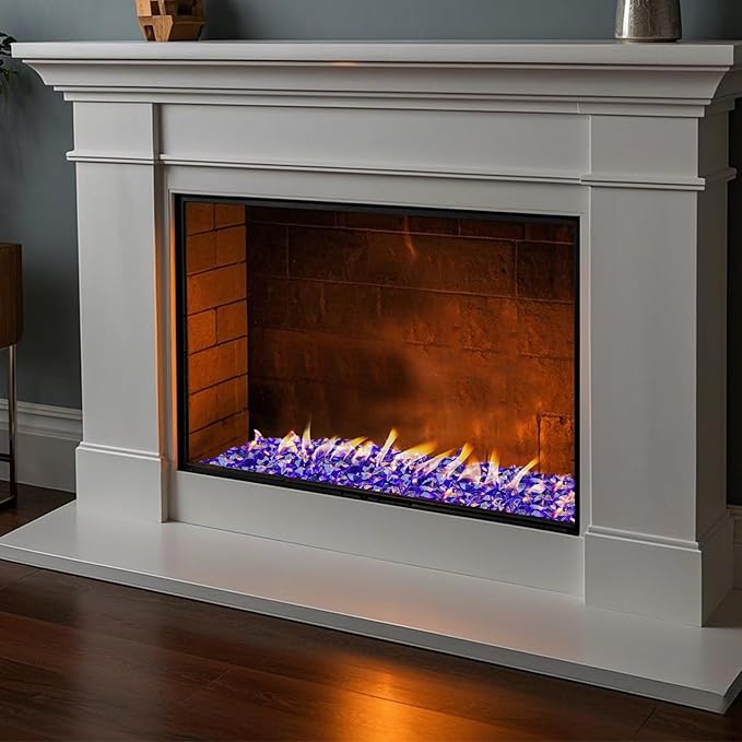 Skyflame 10-Pound Polygon Fire Glass for Fire Pit Fireplace Landscaping, 1/2-Inch Cobalt Blue