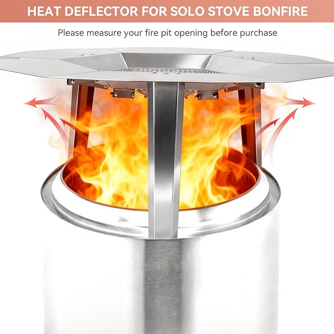 Heat Deflector for Solo Stove Bonfire 19.5 inch, Fire Pit Heat Diffuser with Handle, 304 Stainless Steel for Solo Stove Bonfire 1.0 & 2.0 and Other 19.5" Fire Pits
