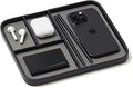 Nordik Leather Valet Tray - Pebble Black - 9.5 x 7.9 Inch Medium Vegan Leather Tray - Stylish Nightstand Organizer for Men - Modern Bedside Caddy - EDC Catchall for Key Watch Wallet Jewellery