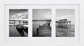 Golden State Art, Display (3) 5x7 Pictures, 9x18 White Photo Wood Collage Frame with White Mat & Real Glass (White)