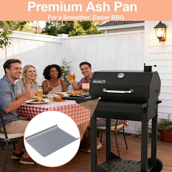 19.2 Inch Ash Pan Replacement Parts for Nexgrill 810-0025 Charcoal Grills, Heavy Duty Steel Gray Coating Ash Pan/Drip Pan for Nexgrill Charcoal 22inch Grills 810-0025,19.2" Drip Pan