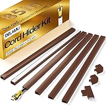 Delamu Cord Hider, 85in Cord Covers for Wires on Wall, One-Cord Cable Hider, Self-Adhesive Wire Hiders Wire Covers for TV Cords on Wall, Paintable Cable Cover Management Kit, W0.59 H0.4in, Brown