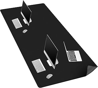 Chihein 71" x 35" 4XL PU Leather Desk Mat (Black/Gray), Huge Mouse Pad, Dual Sided Desk Pad Protector, Waterproof Writing Blotter for Gaming/Office/Home