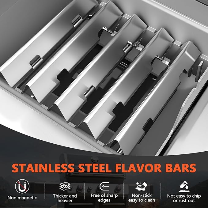 QuliMetal 7636 67046 Flavorizer Bars for Weber Spirit 300 & GS4 Spirit II 300 Series, Spirit E310 E320 E330 S310 S315 S320 S330 Grill with Front Control Knob - 15.3 Inch Flavor Bars Replacement Parts
