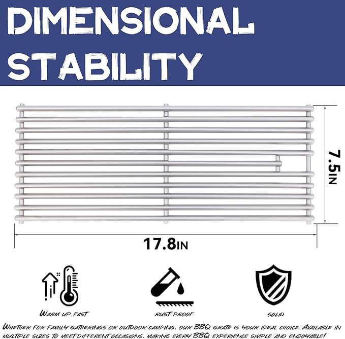 1 Pack 18" x 7-3/8" Heavy Duty 304 Stainless Steel Triangle Solid Rod BBQ Grill Grate Replacement Parts for Blaze Grill 3, 4, 5 Burner Grill Models, 5 Models Blaze (BLZ-3,4,4LTE,5,3LTE)