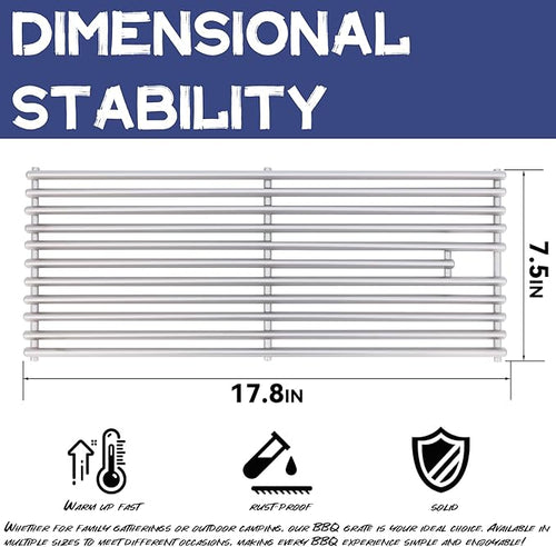 1 Pack 18" x 7-3/8" Heavy Duty 304 Stainless Steel Triangle Solid Rod BBQ Grill Grate Replacement Parts for Blaze Grill 3, 4, 5 Burner Grill Models, 5 Models Blaze (BLZ-3,4,4LTE,5,3LTE)