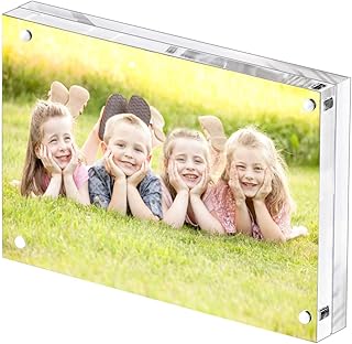 4x6" Acrylic Picture Frame,Clear Acrylic Photo Frames, Magnetic Picture Frames,Block Picture Frame For Desktop Display, Record Eternal Memory (1 Pack)