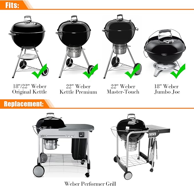 Grill Table for Weber 18" & 22" Original Kettle,Kettle Grill Cart,Outdoor Prep Table for Weber Original Kettle,Jumbo Joe,Master-Touch Charcoal Grill,Performer Charcoal Grill Accessories
