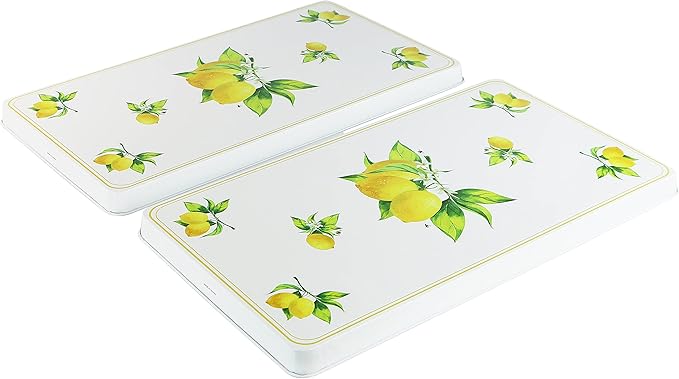 Reston Lloyd Decorative Lightweight Tin Rectangular Stovetop/Burner Cover Set, Fresh Lemons & Honey Bees, 11.25 x 19.75