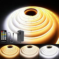CCT COB LED Strip Lights, 9.8ft Dimmable 2700K-6500K 24V Tunable White LED Light Strip Kit, High Density CRI 90+ LED Strips with Remote Controller and Power Supply, for Bedroom Kitchen Home Lighting